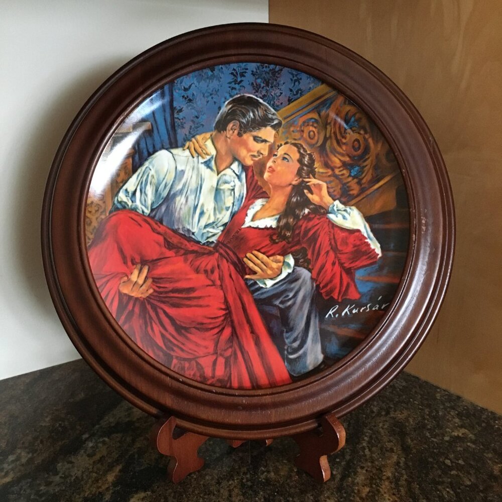 Large Frame + Knowles Gone With the Wind Plate 'Scarlett & Rhett The Finale'